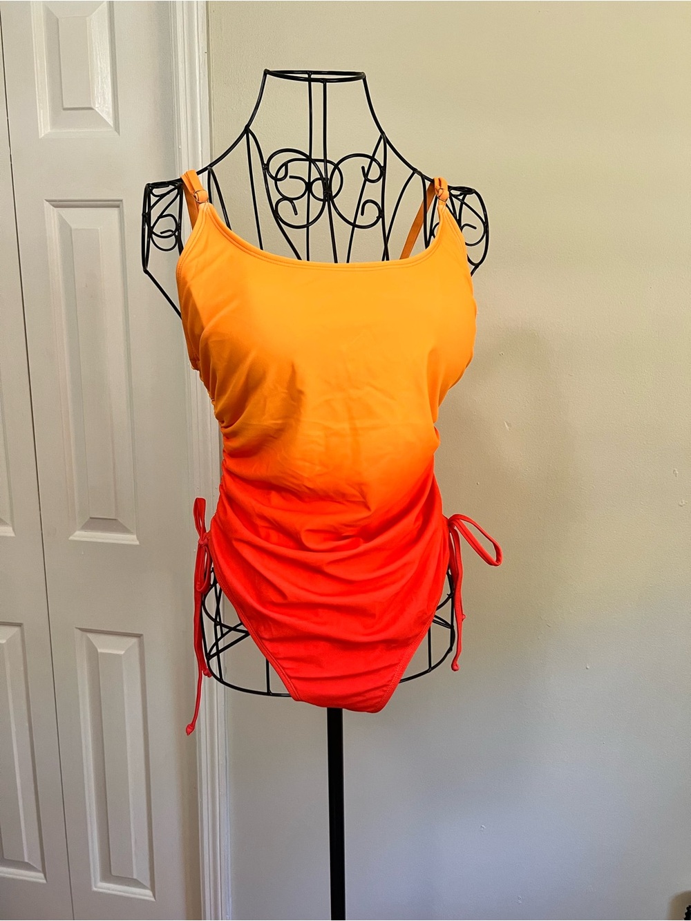 Neon Coral to Tangerine Ombre One-Piece Swimsuit